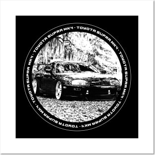 TOYOTA SUPRA MK4 Black 'N White 4 (Black Version) Posters and Art